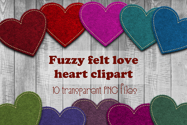Fuzzy felt love hearts