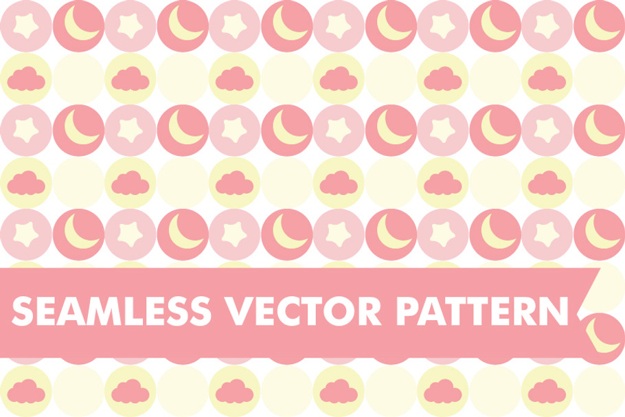 Clouds Moons Stars Seamless Vector in Patterns - product preview 8