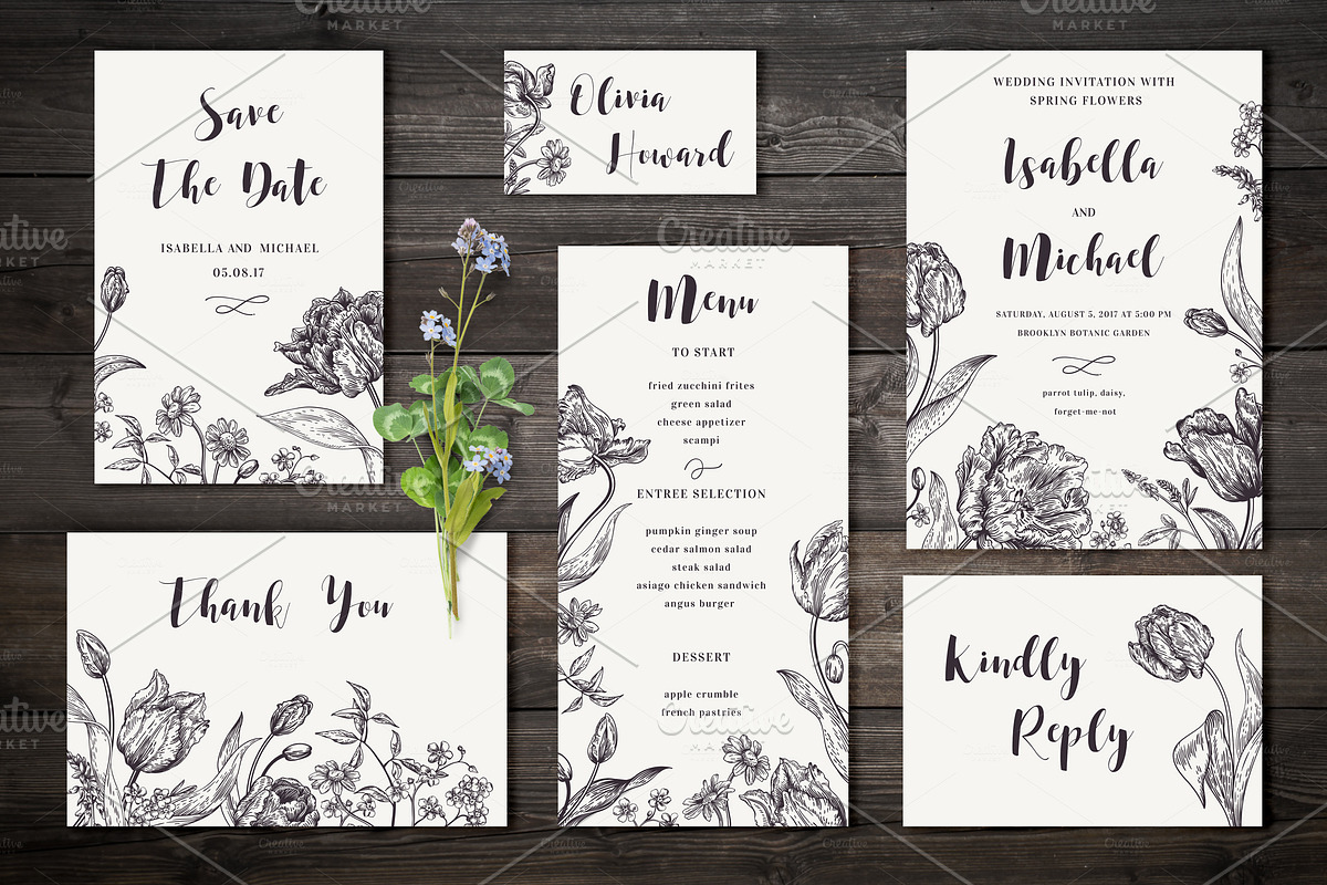 Spring flowers. Wedding set. in Graphics - product preview 8