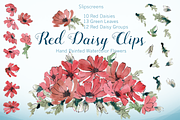 Red Daisy Design Elements