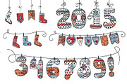 Christmas garland of knitted figures