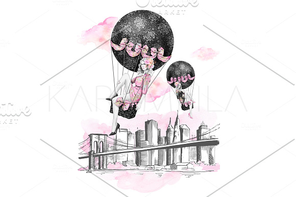 Fashion Air Balloon Clipart in Illustrations - product preview 2
