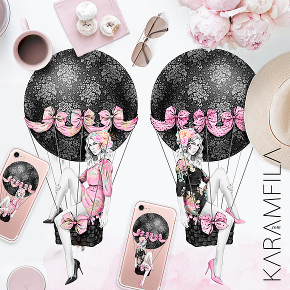 Fashion Air Balloon Clipart in Illustrations - product preview 4