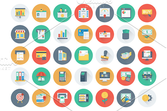 175 Flat Finance and Banking Icons in Graphics - product preview 3