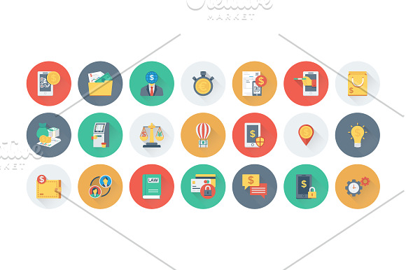 175 Flat Finance and Banking Icons in Graphics - product preview 5