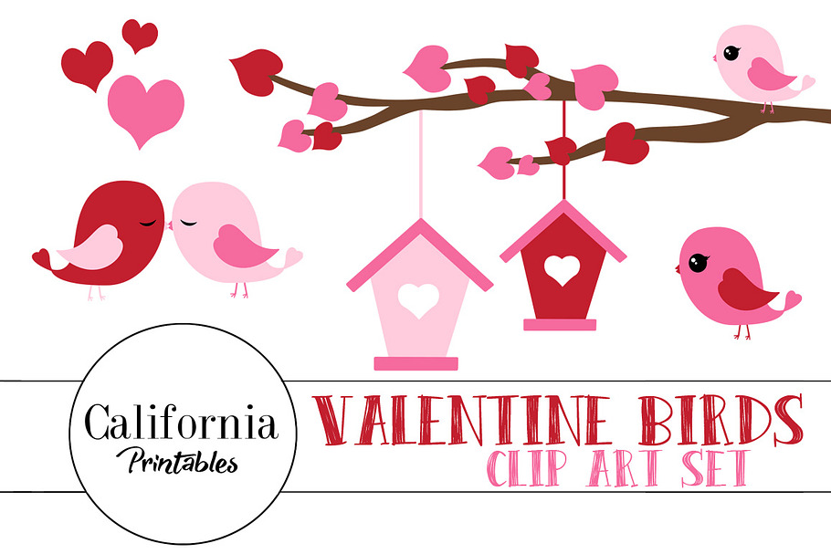 Valentine Bird ClipArt Set in Illustrations - product preview 8