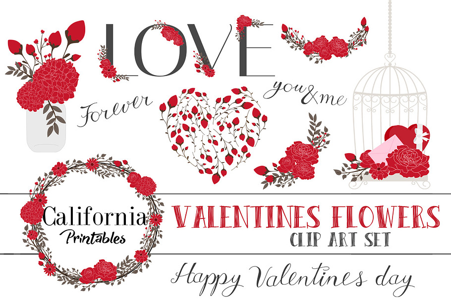 Valentines Flower ClipArt Set Part 1 in Illustrations - product preview 8