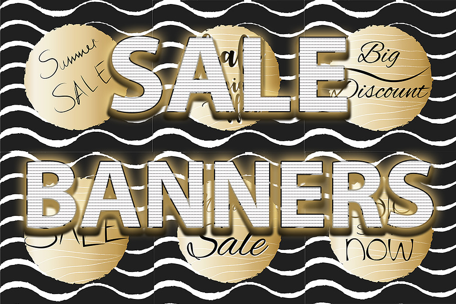 SALE Banners gold and black in Illustrations - product preview 8