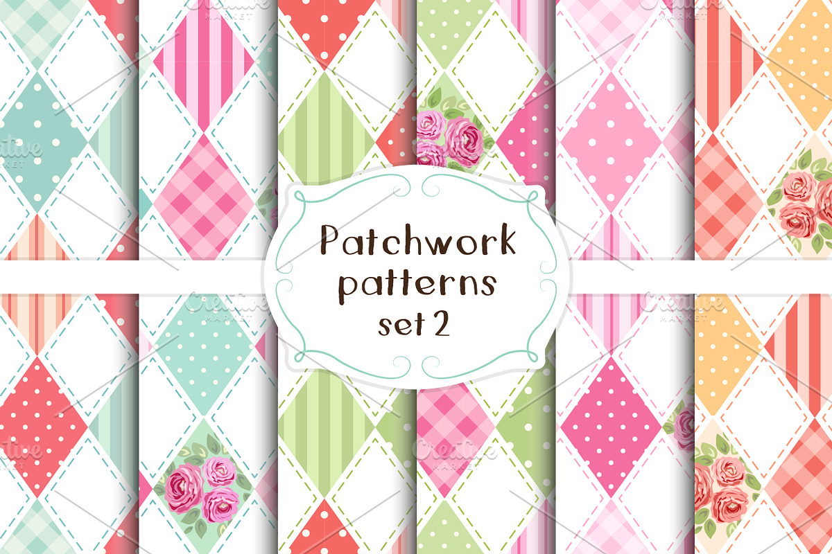 Patchwork seamless patterns set#2 in Patterns - product preview 8