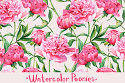 Watercolor Pink Peonies