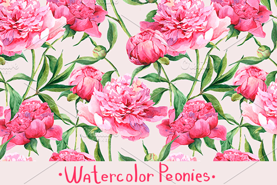 Watercolor Pink Peonies in Illustrations - product preview 8