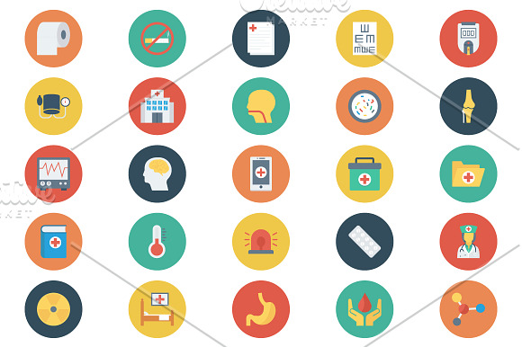 Medical & Health Flat Circle Icons in Graphics - product preview 1