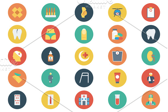 Medical & Health Flat Circle Icons in Graphics - product preview 3
