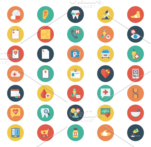 Medical & Health Flat Circle Icons in Graphics - product preview 4