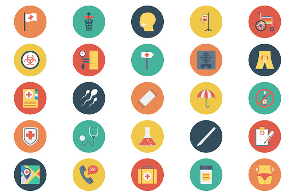 Medical & Health Flat Circle Icons in Graphics - product preview 5
