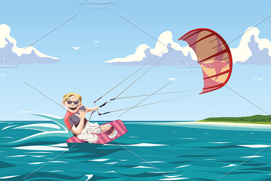 Kitesurfer in Illustrations - product preview 8