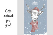 card with Christmas deer