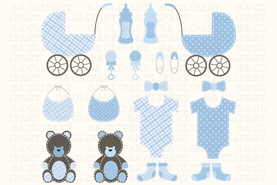 Baby Shower Boy Clipart in Illustrations - product preview 8