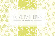 Seamless ink painted olive patterns