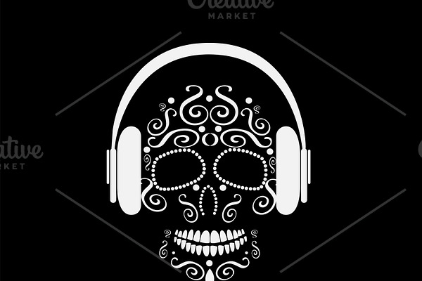 Skull vector with headphone beats