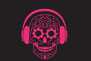 Skull vector with beats pink color 