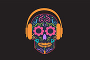 Skull vector with beats color