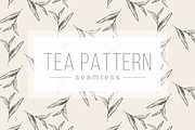 Tea leaves seamless pattern