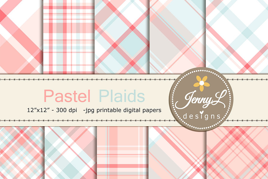 Pastel Valentine Plaid Digital Paper in Patterns - product preview 8