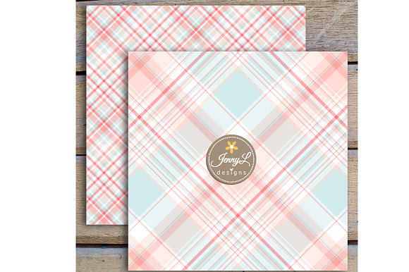 Pastel Valentine Plaid Digital Paper in Patterns - product preview 1