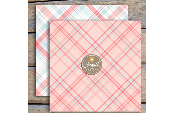 Pastel Valentine Plaid Digital Paper in Patterns - product preview 2