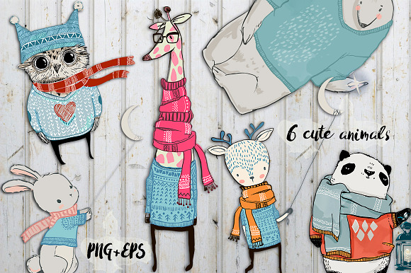 sweet winter animals in Illustrations - product preview 1