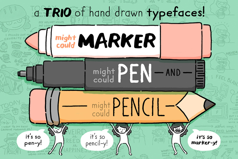 Might Could Drawing Tools Font Trio in Comic Sans Fonts - product preview 8