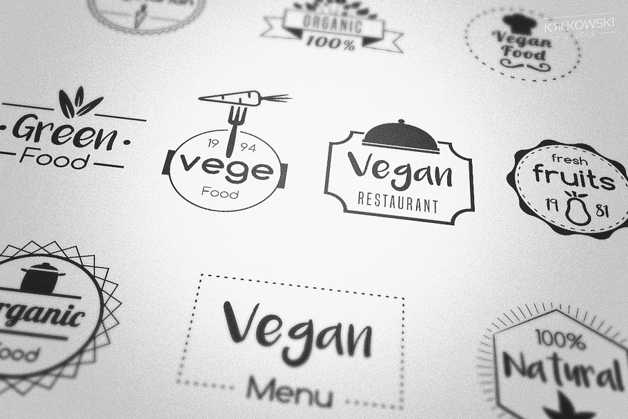 Vegan Food Badges Logos in Logo Templates - product preview 8