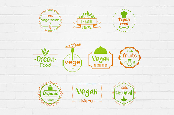 Vegan Food Badges Logos in Logo Templates - product preview 2