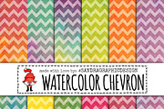 Watercolor chevron digital paper