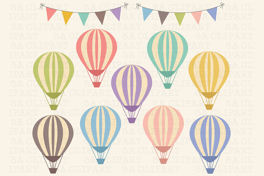 Hot Air Balloon Clip Art in Illustrations - product preview 8