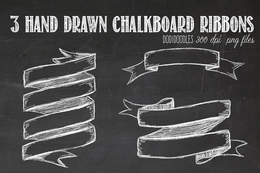Hand Drawn Chalkboard Ribbons in Graphics - product preview 8