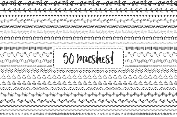 50 Doodle hand drawn brushes -BUNDLE in Photoshop Brushes - product preview 1