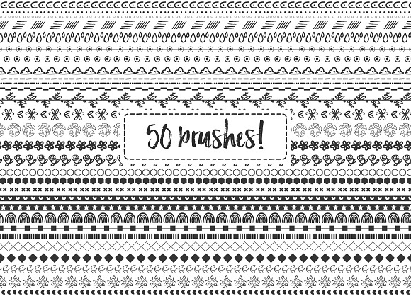 50 Doodle hand drawn brushes -BUNDLE in Photoshop Brushes - product preview 2