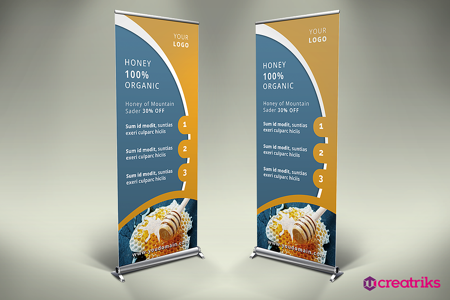 Honey Roll Up Banner in Presentation Templates - product preview 8