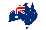 Australian flag on map