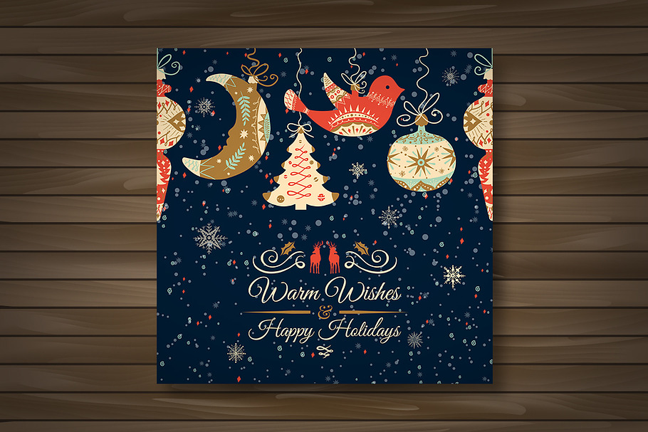 Colorful Retro Christmas Cards in Illustrations - product preview 8