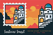 Santorini Sunset Stamp