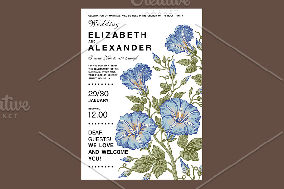 Wedding Flowers Petunia Card Frame in Illustrations - product preview 1