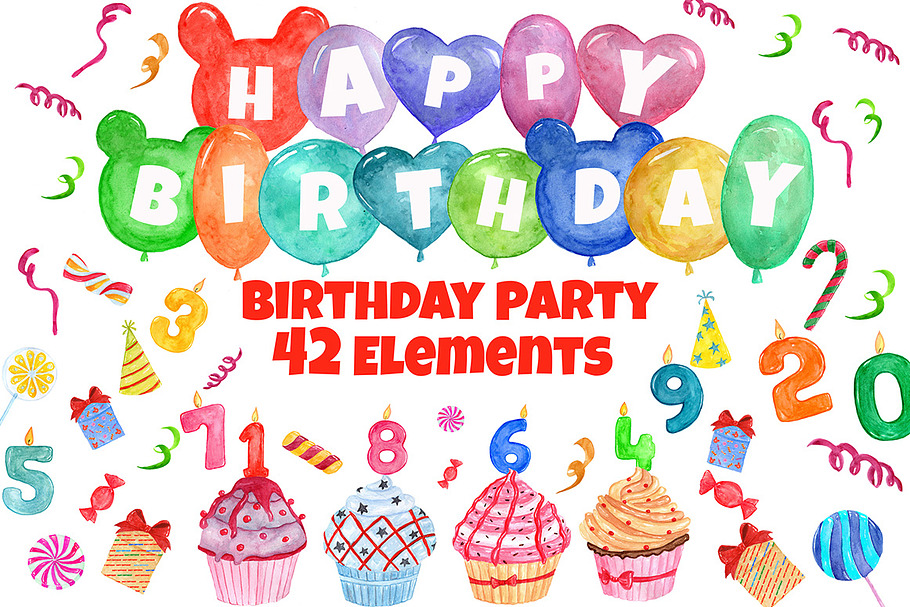 Birthday Party clipart in Illustrations - product preview 8