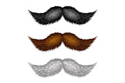 Brown, Black and White Mustaches Set