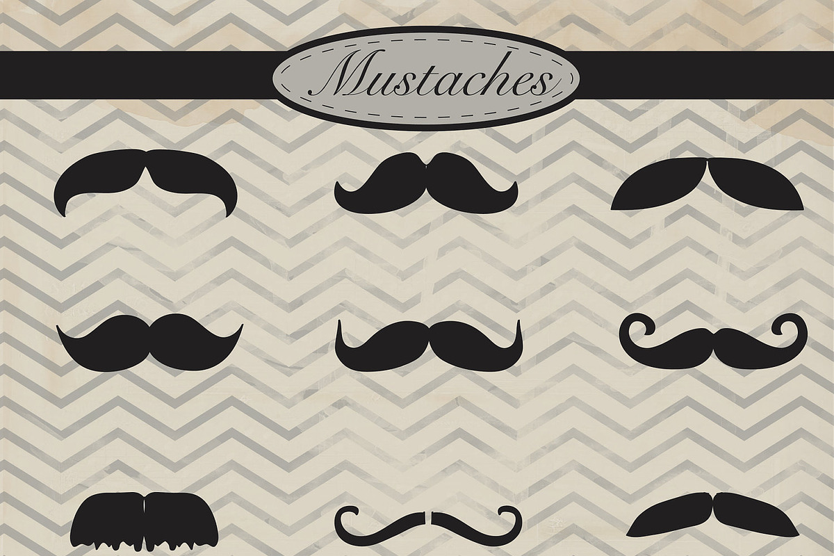 Mustaches digital clipart in Graphics - product preview 8