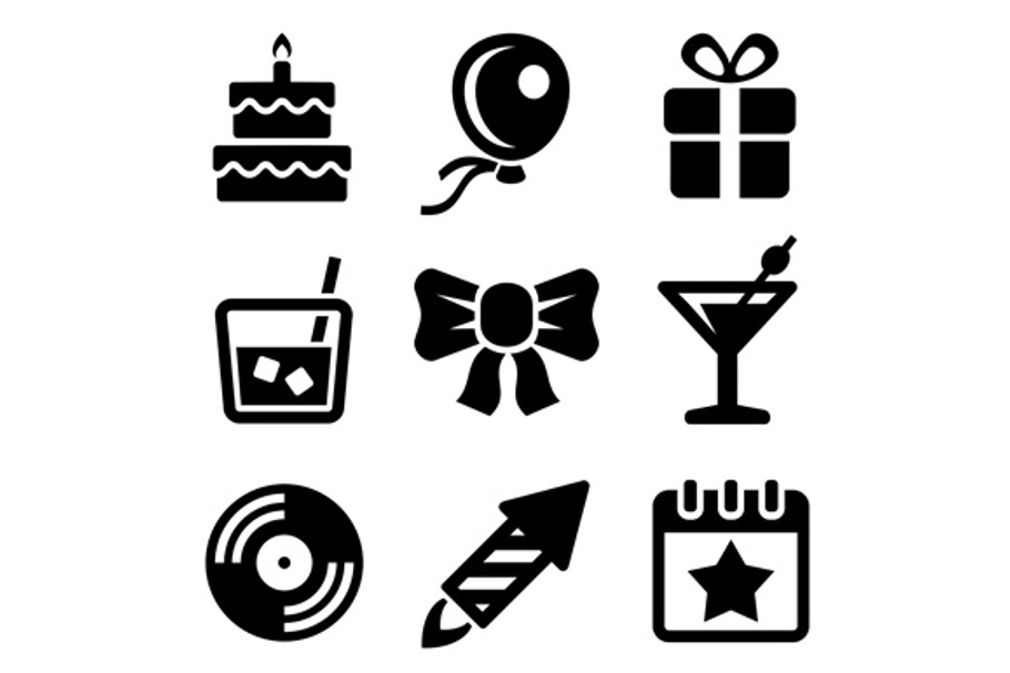 Party and Birthday Icons Set