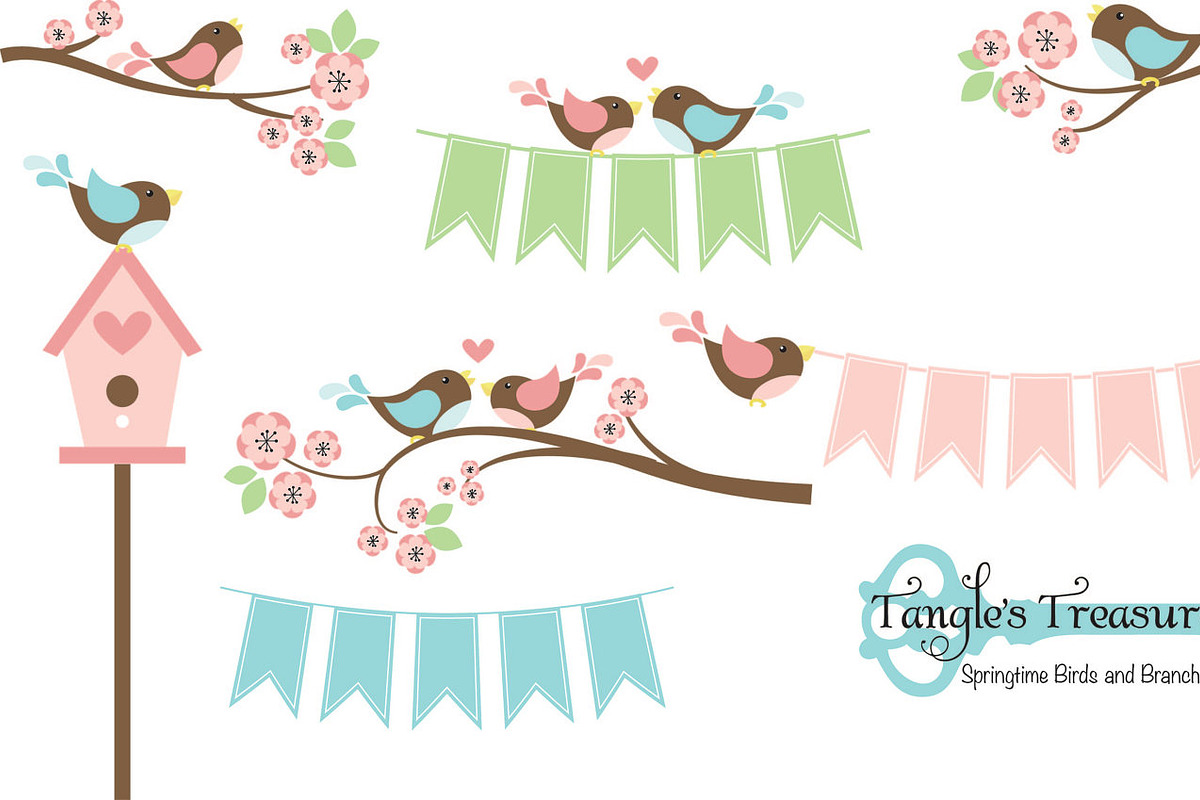 Birds and Branches Clipart in Graphics - product preview 8