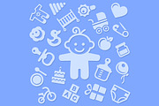Baby Background with Icons Set
